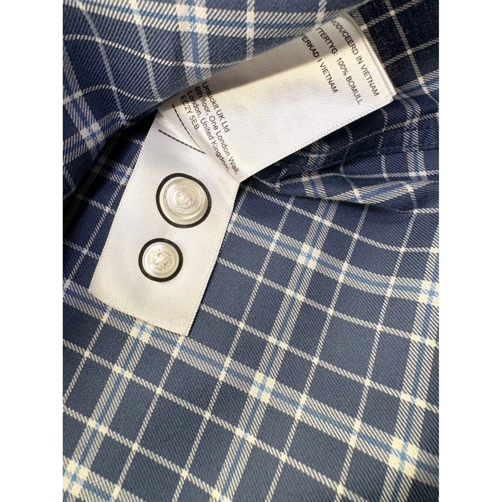 UNTUCKit Lazaret WF Mens Large Blue Plaid Wrinkle Free Button Down Shirt 40682 - Picture 6 of 8